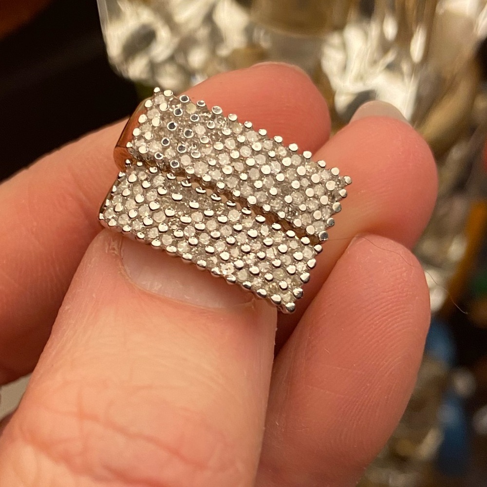 Vintage Custom 10K Yellow Gold 104 Genuine Diamond Four Row Huggie Earrings - Picture 5 of 15